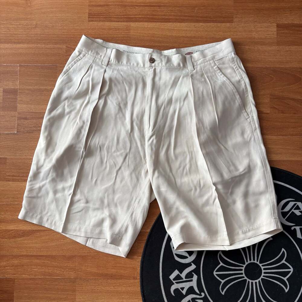 Tommy Bahama Relax 100% Silk Pleated Herringbone Shorts Size 36